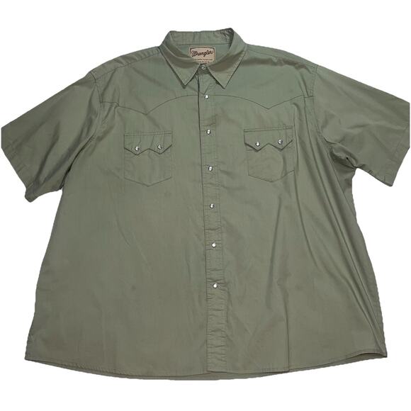 Wrangler Shirt Men Size 3XL Green Western Fashion Snap Buttons Short Sleeve READ - Picture 1 of 13